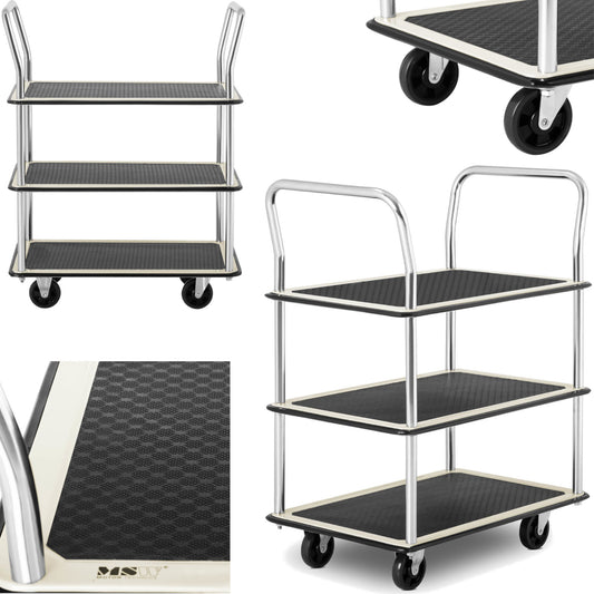 MSW Transport trolley with handles 3 shelves up to 150 kg 72 x 43 cm