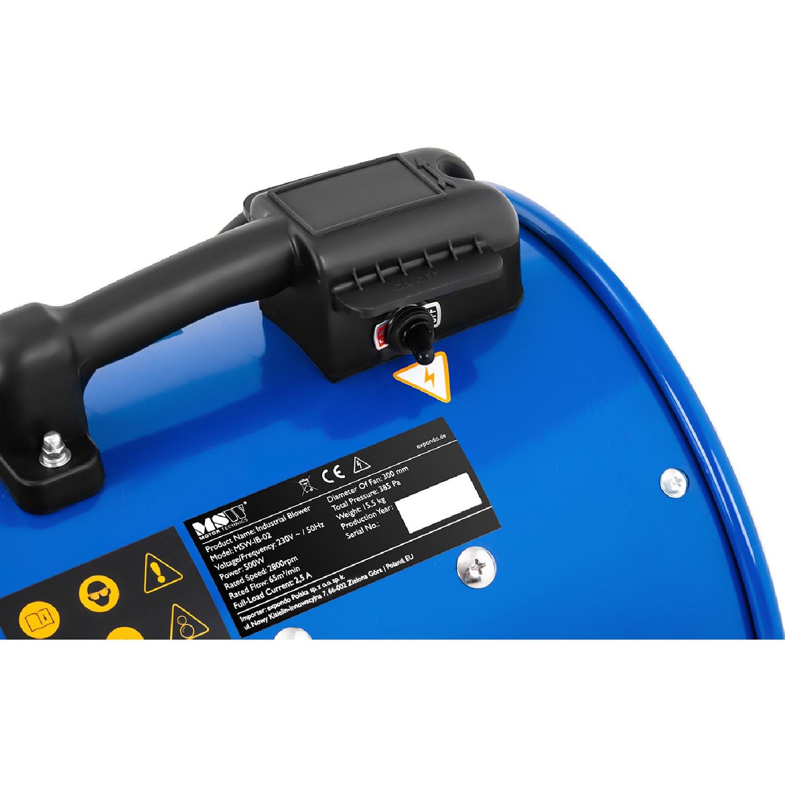 MSW Industrial axial blower fan for cooling and air circulation, 500 W dia. 300mm – image 3