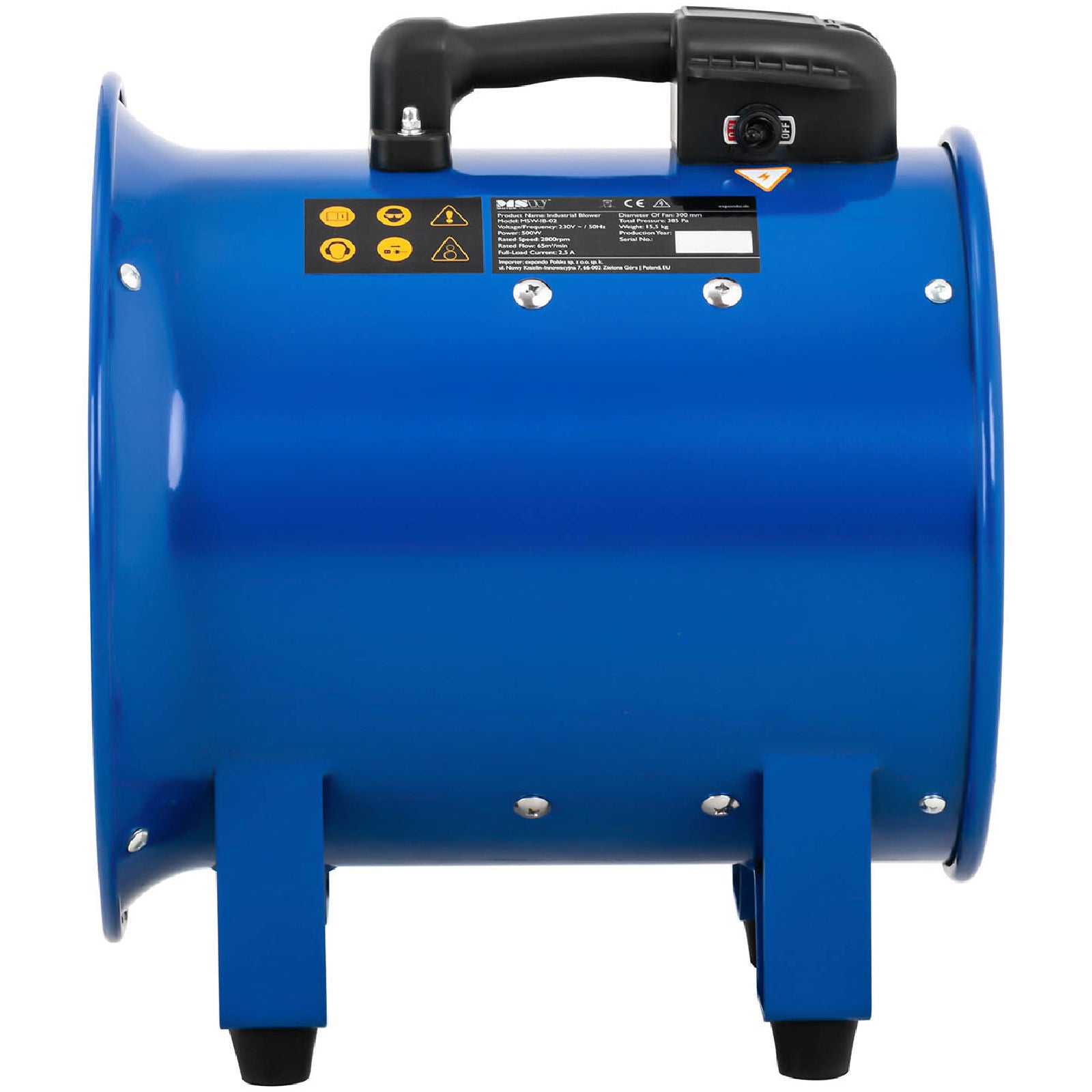 MSW Industrial axial blower fan for cooling and air circulation, 500 W dia. 300mm – image 5