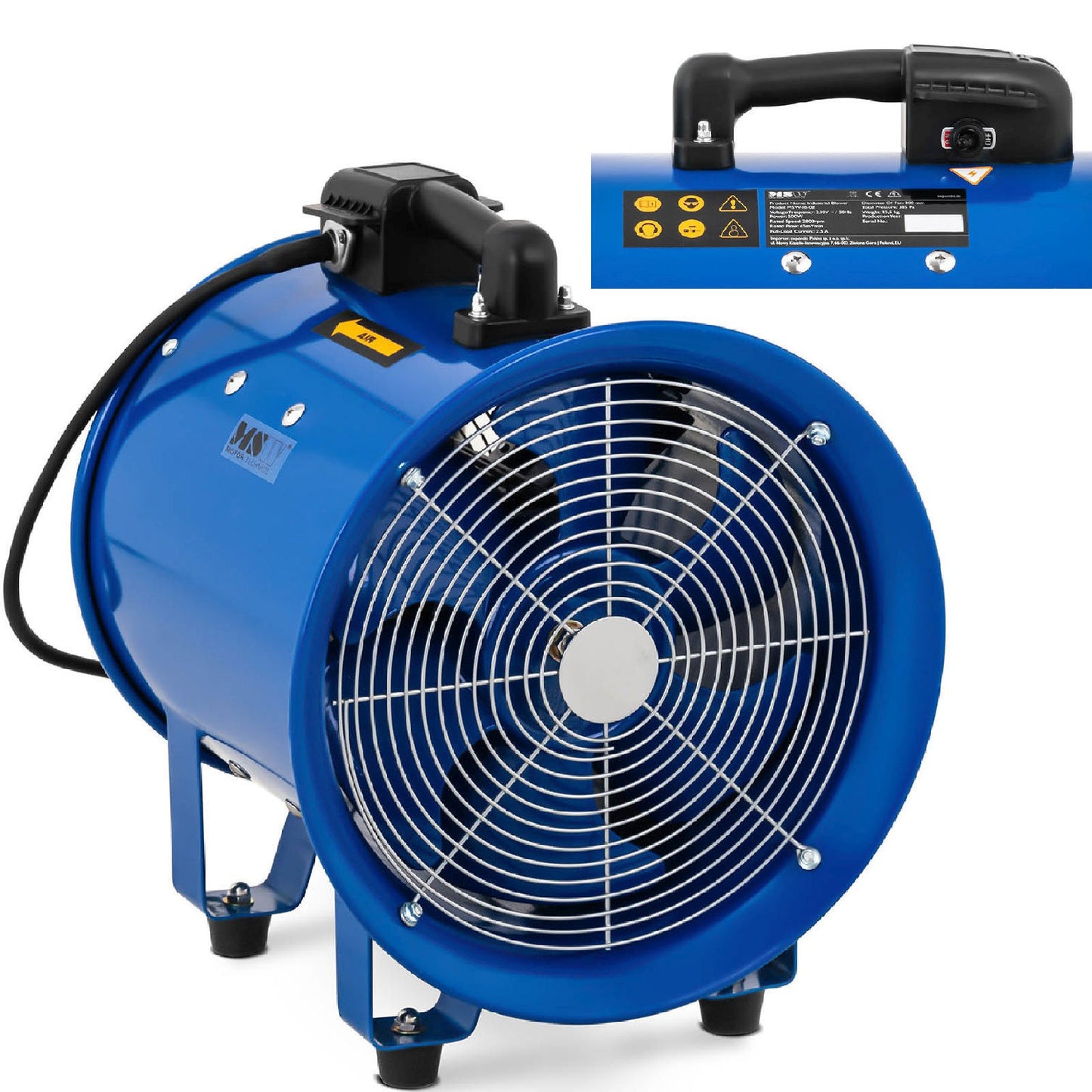 MSW Industrial axial blower fan for cooling and air circulation, 500 W dia. 300mm