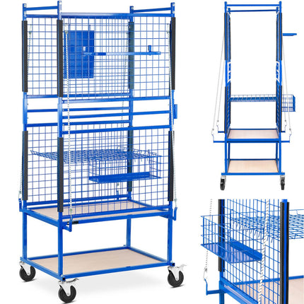 MSW Trolley stand, paintwork basket for body elements, 60 x 90 x 202 cm