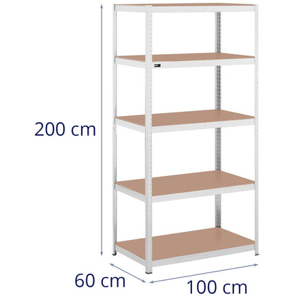 MSW Metal warehouse shelf 5 shelves 750 kg 100 x 60 x 200 cm gray – image 7