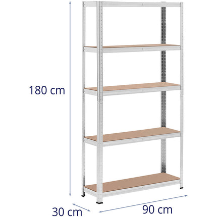 MSW Metal warehouse shelf 5 shelves 750 kg 100 x 60 x 200 cm gray – image 21