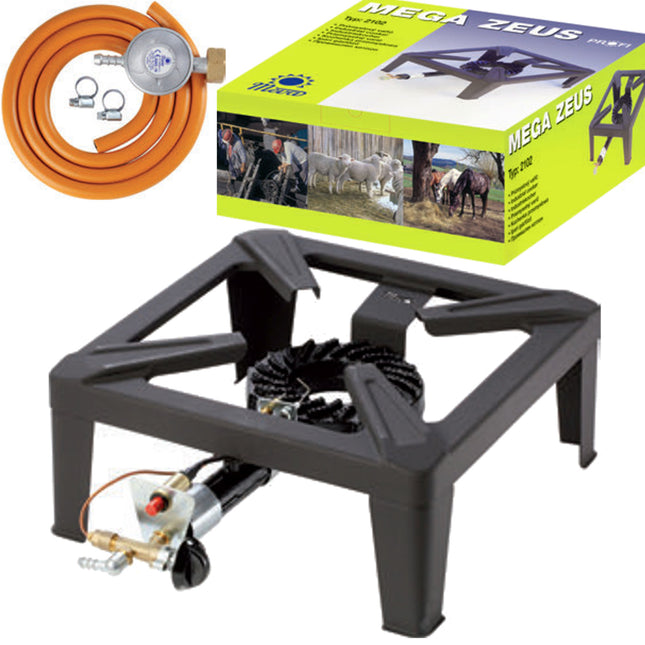 Industrial gas stove stove MEGA ZEUS 7kW 40x40cm with fireplace and air lighter