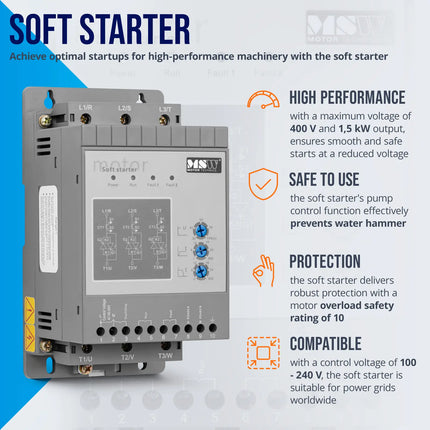 MSW Soft starter for soft starting of 3 A 1.5 kW 400 / 100-240 V engines – image 4