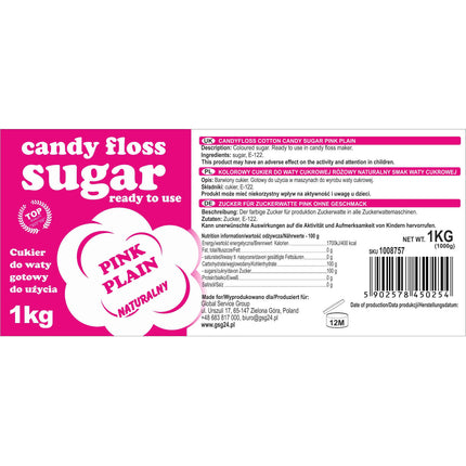 GSG24 Colorful sugar for cotton candy pink natural taste of cotton candy 1kg – image 3