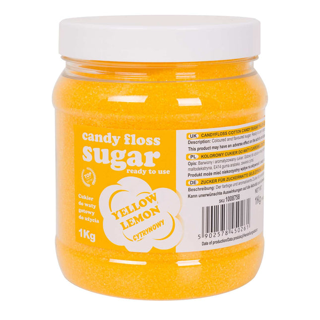 GSG24 Coloured sugar for cotton yellow with lemon flavor 1kg