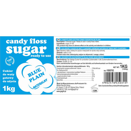 GSG24 Colorful sugar for cotton candy blue natural taste cotton sugar 1kg – image 3