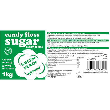 GSG24 Colorful sugar for cotton sugar green natural taste cotton sugar 1kg – image 2