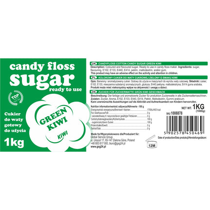 GSG24 Colorful sugar for cotton-based green kiwi flavor 1kg – image 2