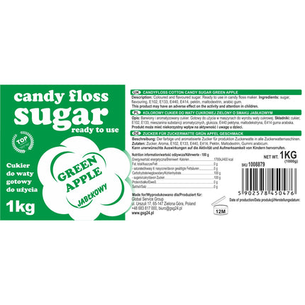 GSG24 Coloured sugar for cotton green with apple flavor 1kg – image 2