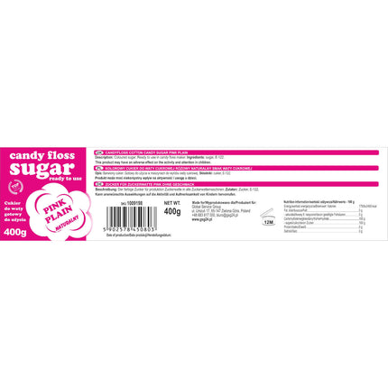 GSG24 Colorful sugar for cotton candy pink natural taste of cotton candy 400g – image 2