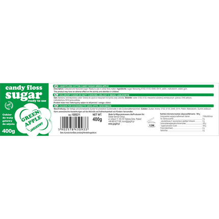 GSG24 Colourful sugar for cotton wool green with apple flavour 400g – image 2