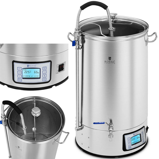 Royal Catering Boiler for beer production stainless steel 2500W LCD 60L