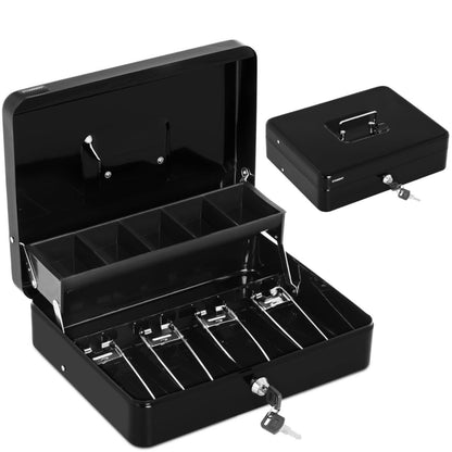 Stamony Steel cash box with a tray for coins and coins