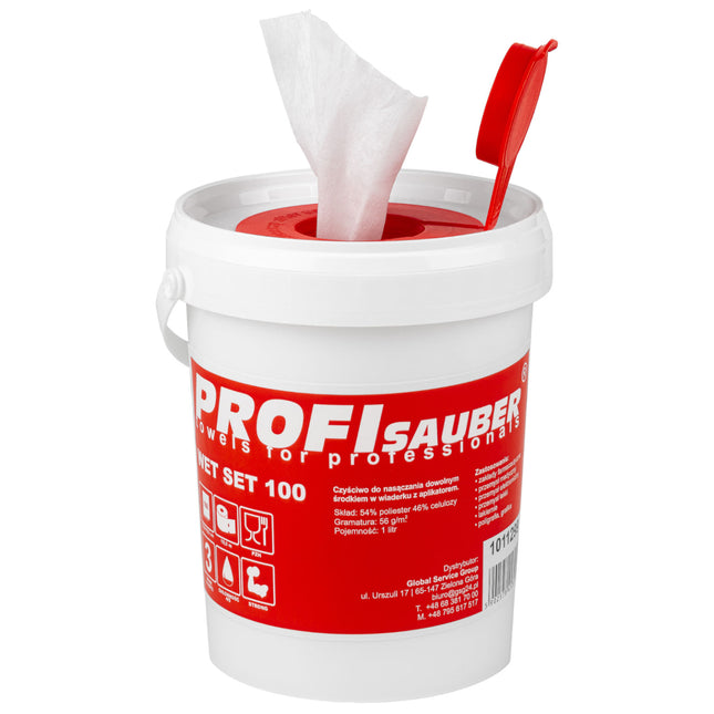 PROFI SAUBER Wipe in the feeding bucket with the ProfiSauber WET SET 100 dispenser