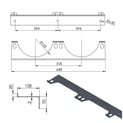 Wall holder on 2 gas cylinders max. tank 250 mm PRO-LINE – image 2