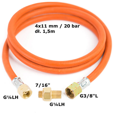 MEVA Connection reduction to gas cylinder G 3/8" L - 7/16" hose 1.5m – image 2