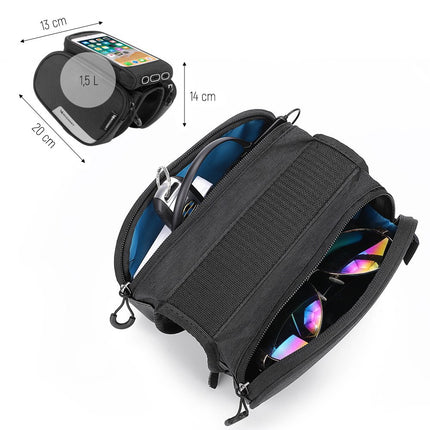 WOZINSKY Bike bag for frame + unhooked phone cover up to 6.5" 1.5l black – image 5