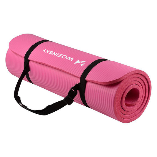WOZINSKY Exercise mat 181 x 63 x 1 cm thick gymnastics mat for pink yoga