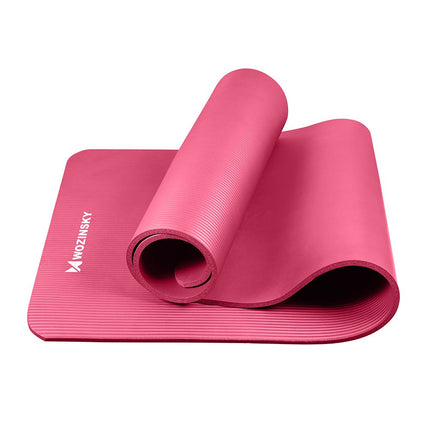 WOZINSKY Exercise mat 181 x 63 x 1 cm thick gymnastics mat for pink yoga – image 3