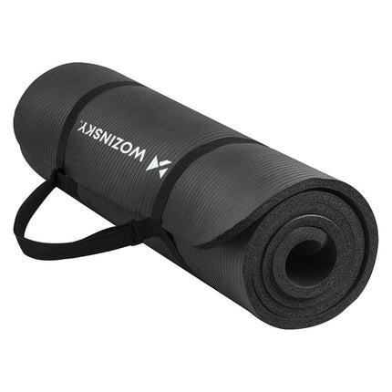 WOZINSKY Exercise mat 181 x 63 x 0.9 cm thick gymnastic mat for black yoga