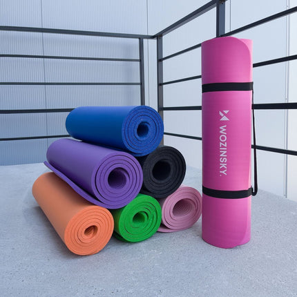 WOZINSKY Exercise mat 181 x 63 x 0.9 cm thick gymnastic mat for black yoga – image 5