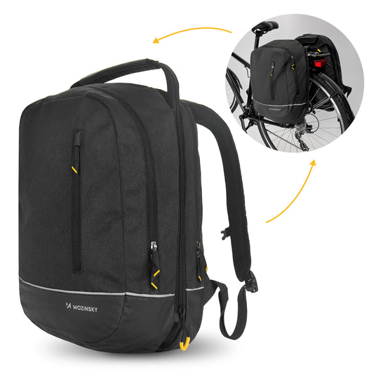 WOZINSKY Bicycle bag double backpack 2in1 30l black