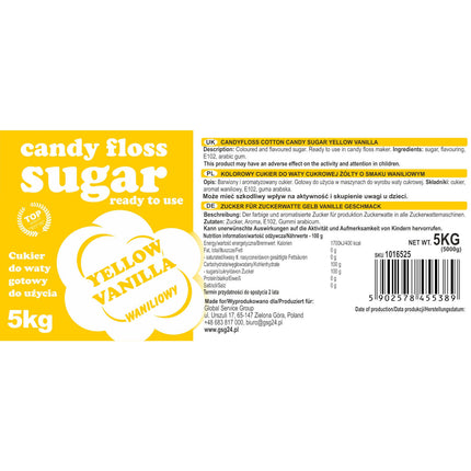 GSG24 Coloured sugar for cotton yellow with vanilla flavor 5kg – image 3
