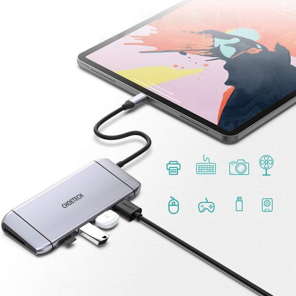 CHOETECH Multifunctional HUB USB card reader SD and TF HDMI 4K VGA Full HD RJ45 9w1 grey – image 6