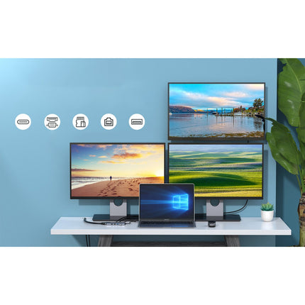 CHOETECH HUB multifunction adapter with USB-C USB-A VGA AUX SD TF 12w1 grey display – image 7