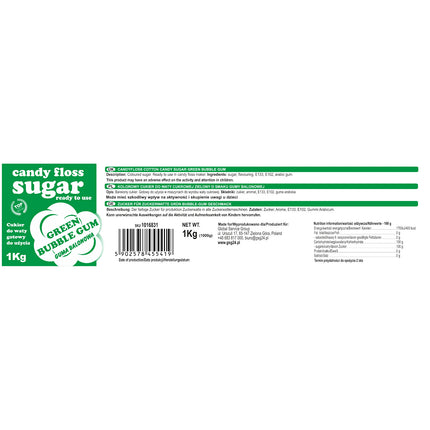 GSG24 Coloured sugar for cotton wool green with a taste of balloon gum 1kg – image 2