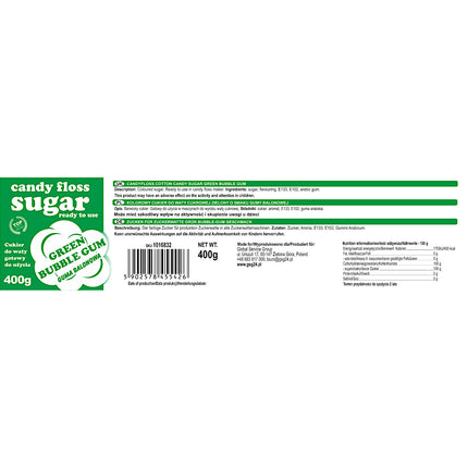 GSG24 Colourful sugar for cotton green with a taste of balloon gum 400g – image 2