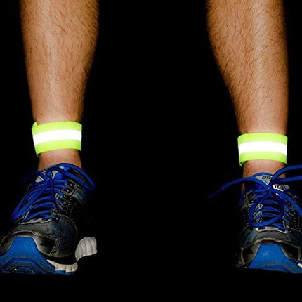HURTEL Reflective shoulder band bike for running Velcro 4cm yellow – image 11