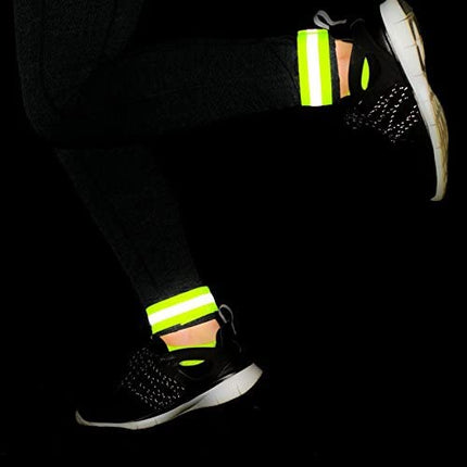 HURTEL Reflective shoulder band bike for running Velcro 4cm yellow – image 12