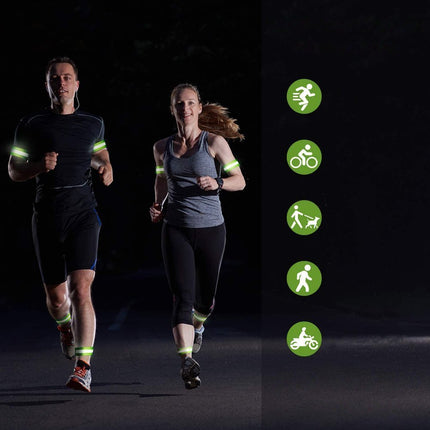 HURTEL Reflective shoulder band bike for running Velcro 4cm yellow – image 13