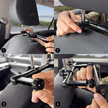 WOZINSKY Telephone holder for car for headrest double black – image 9
