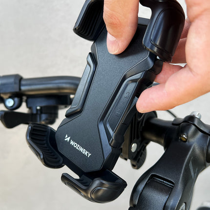 WOZINSKY Powerful handle for the phone on the wheel bike motorcycle scooter black – image 11