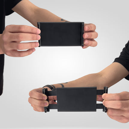 WOZINSKY Long flexible phone holder and tablet mounted to black desk – image 11