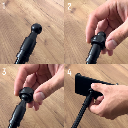WOZINSKY Long flexible phone holder and tablet mounted to black desk – image 7