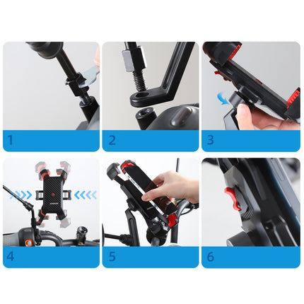 JOYROOM Phone holder for motorcycle smartphone on the handlebar, black – image 7