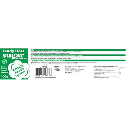 GSG24 Coloured sugar for cotton wool green with natural taste 400g – image 2