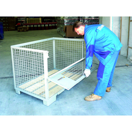 MEVA EPAL metal mesh box with folding wall – image 2