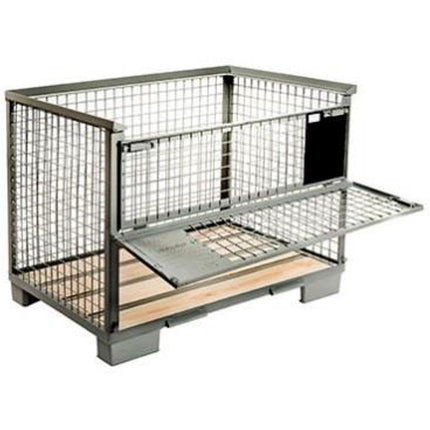 MEVA EPAL metal mesh box with folding wall – image 4