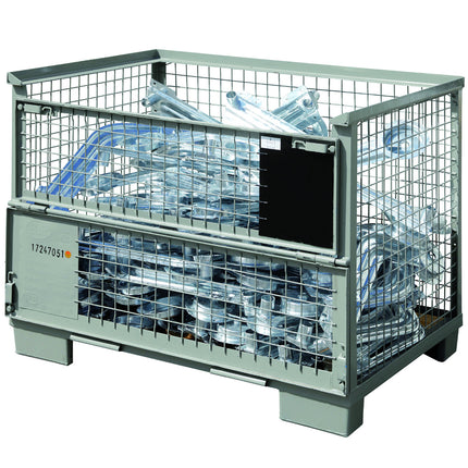 MEVA EPAL metal mesh box with folding wall