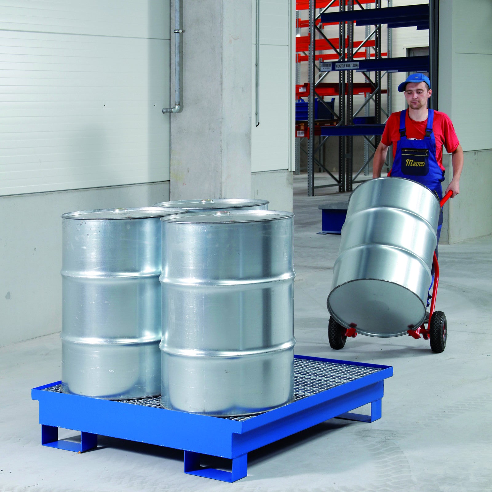 MEVA Metal spill tub for 4 barrels 200L 120x120cm – image 4
