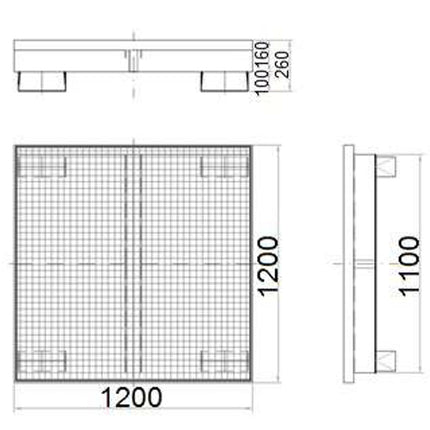 MEVA Metal tub for 4 barrels 200L 120x120cm – image 5