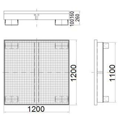 MEVA Metal spill tub for 4 barrels 200L 120x120cm – image 5