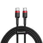 BASEUS Robust flexible cable USB-C PD 2.0 60W 20V 3A QC3.0 1M black-red