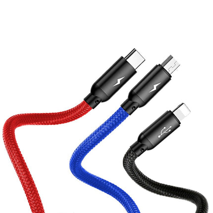BASEUS Robust cable 3in1 USB microUSB Iphone Lightning USB-C 3.5A 1.2M black – image 11